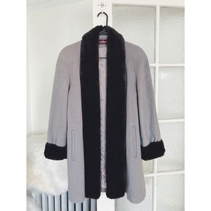 Alorna Gray Wool and Faux Fur Coat